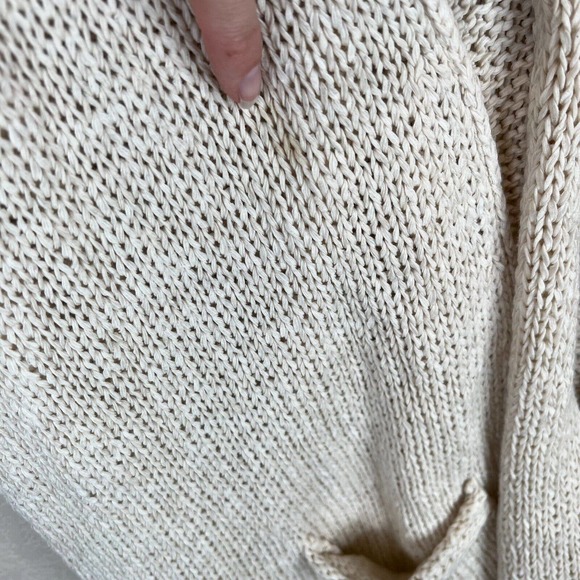 Calypso‎ Women Cream Etain Sweater Coastal Grandma Knit Open Cardigan Size 1 - Picture 8 of 10